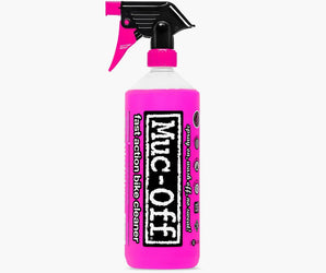 Pink Muc-Off bike cleaner spray bottle on a white background