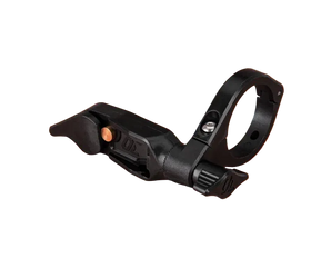 Black metal bracket on an orange background