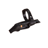 Black bicycle shift lever on an orange background